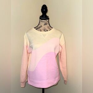 Old Navy Girl's Blue and Ivory Color Block Swirl Crew Neck Sweatshirt, XL